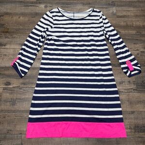 Lilly Pulitzer Striped Navy and White Dress with Pink Accents